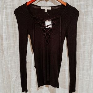 Black Knit Long Sleeve Shirt